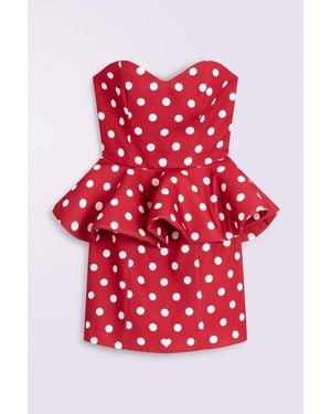 Fiorucci Polka Dot Peplum Mini Dress - Red