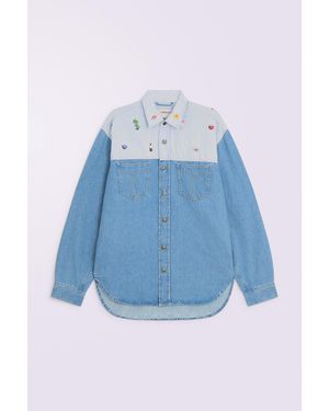 Fiorucci Charm Print Denim Shirt Baby - Blue