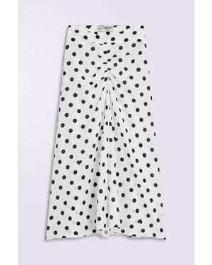 Fiorucci Polka Dot Gathered Midi Skirt - White