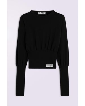 Fiorucci Puff Sleeves Knit Top - Black