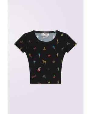 Fiorucci Toys Print Crop Top - Black