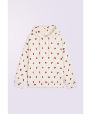 Fiorucci Raspberry Print Hoodie Cream - White
