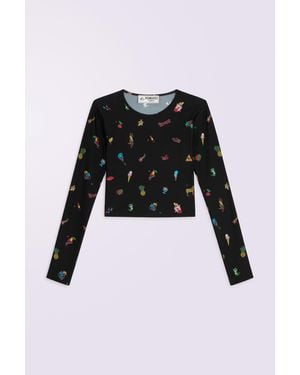 Fiorucci Toys Print Long Sleeve Crop Top - Red