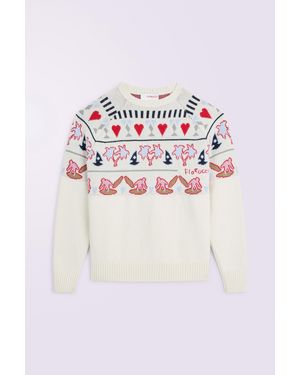 Fiorucci Tropical Fair Isle Jumper Cream - White
