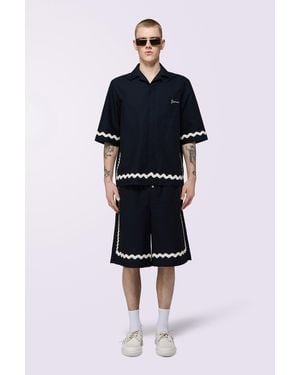 Fiorucci Embroidered Bowling Shirt - Blue