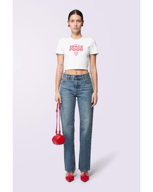 Fiorucci Heart Graphic Straight Fit Jeans Mid - White