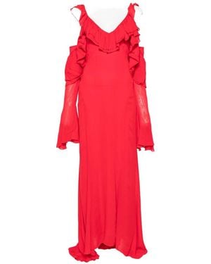 Blumarine Ruffled Cold-shoulder Maxi Dress - Red