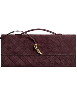 Bottega Veneta Andiamo Suede Clutch Bag - Purple