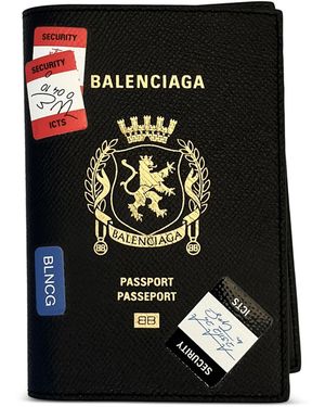 Balenciaga Lion Crest Passport Holder Wallet - Black
