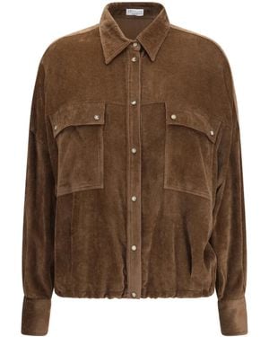 Brunello Cucinelli Corduroy Drawstring-hem Shirt - Brown