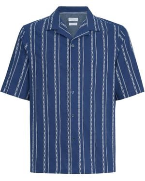 Brunello Cucinelli Stripe Short-sleeve Shirt - Blue