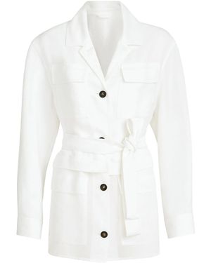 Brunello Cucinelli Belted Pocket Jacket - White