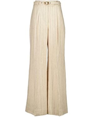 Zimmermann Pinstripe Belted Trousers - Natural