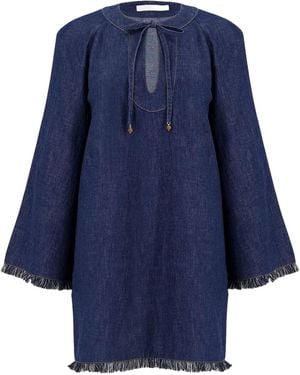Zimmermann Rhiannon Frayed-hem Denim Dress - Blue