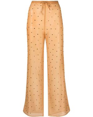 Oséree Crystal-embellished Wide-leg Pants - Natural