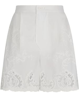 Ermanno Scervino Embroidered Lace-trim Shorts - White