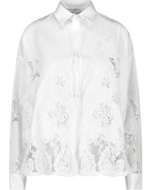 Ermanno Scervino Intricate Lace Detail Cotton Blouse - White