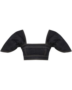 Zimmermann Rebellion Puffed-sleeve Denim Top - Blue