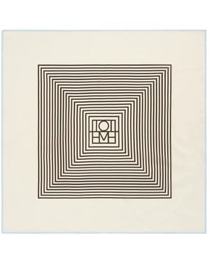 TOTEME Centered Monogram Silk Scarf Macadamia - White