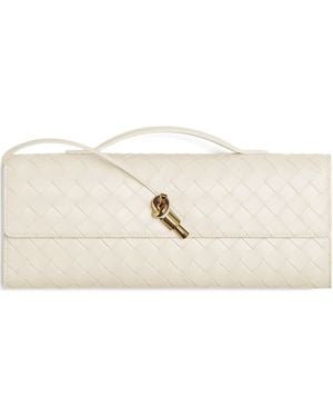 Bottega Veneta Andiamo Leather Clutch Bag - Natural