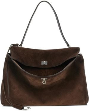 Balenciaga Large Rodeo Suede Tote Bag - Brown