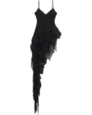 Blumarine Cady Ruffled Mini Dress - Black