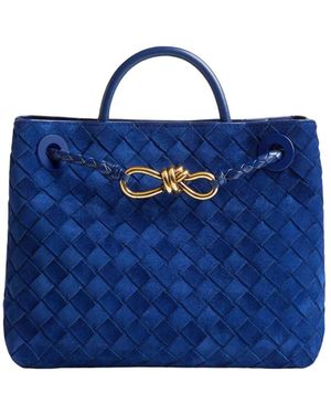 Bottega Veneta Small Andiamo Intrecciato Knot Tote Bag - Blue