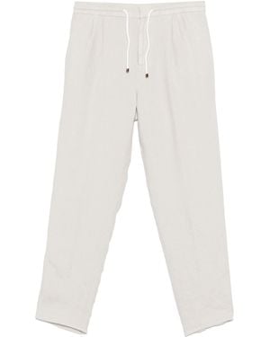 Brunello Cucinelli Linen Drawcord Trousers - White