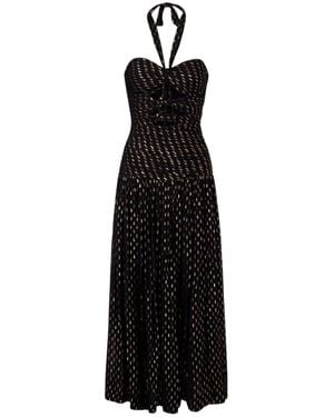 Zimmermann Daylight Halterneck Lamè Midi Dress - Black