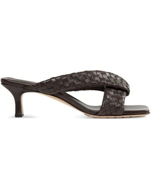 Bottega Veneta Leather Intrecciato Riva Mules 50 - Black