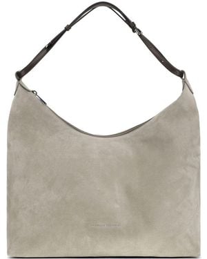 Brunello Cucinelli Zip Suede Shoulder Bag - Grey