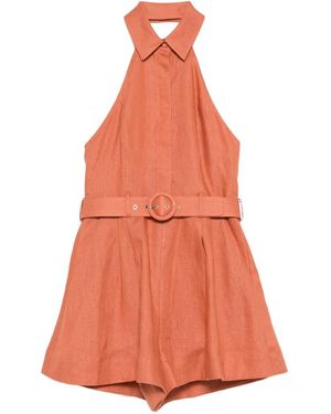 Zimmermann Halter Belted Playsuit - Orange