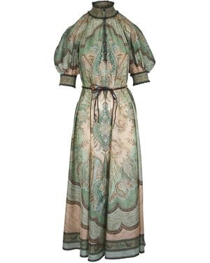 Zimmermann High-neck Paisley-motif Midi Dress - Green
