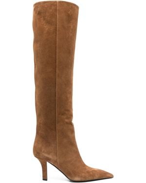 AMINA MUADDI Christine Calf Suede Knee-high Boot 80mm - Brown