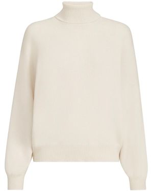 Brunello Cucinelli Cashmere Turtleneck Sweater With Monili - White