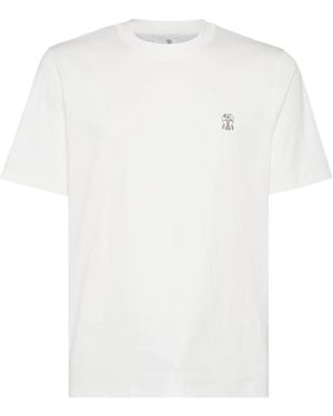 Brunello Cucinelli Printed Logo T-Shirt - White