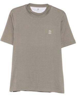 Brunello Cucinelli Logo-print T-shirt - Grey