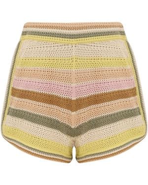 Zimmermann Indra Stripe Crochet Shorts - Natural