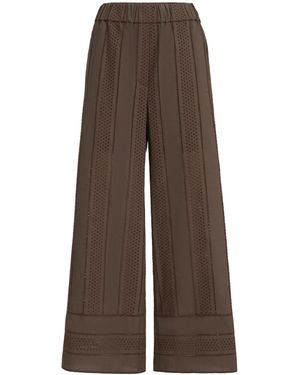 Brunello Cucinelli Techno Cotton Poplin Broderie Anglaise Track Trousers - Brown