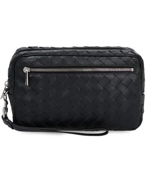Bottega Veneta Intrecciato Zipped Clutch Bag - Black
