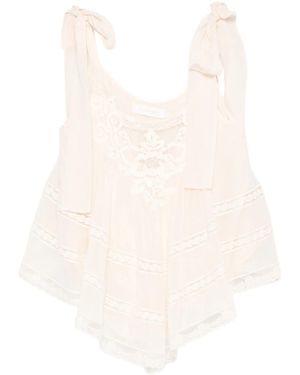 Zimmermann Tie-shoulder Lace Top - White