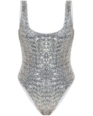 Oséree Silver-tone Square Beachwear - Grey