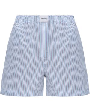 The Attico Striped-pattern Elasticated Mini Shorts - Blue