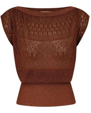 Zimmermann Awaken Metallic Lace Top - Brown