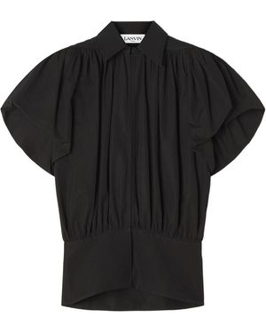 Lanvin Puffed-sleeve Zip-front Top - Black