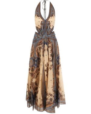 Zimmermann Ascension Plunge Cut-out Floral Maxi Dress - Natural