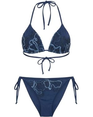Ermanno Scervino Lace-embroidered Bikini - Blue