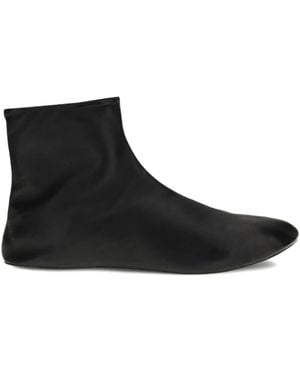 The Row Stella Leather Ankle Boots - Black