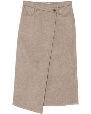 Brunello Cucinelli Wrap Buttoned Skirt - Natural