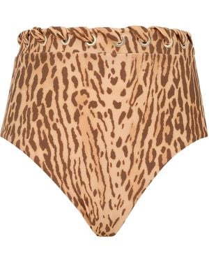 Zimmermann Cascadian Leopard-print High-waist Bikini Bottom - Natural